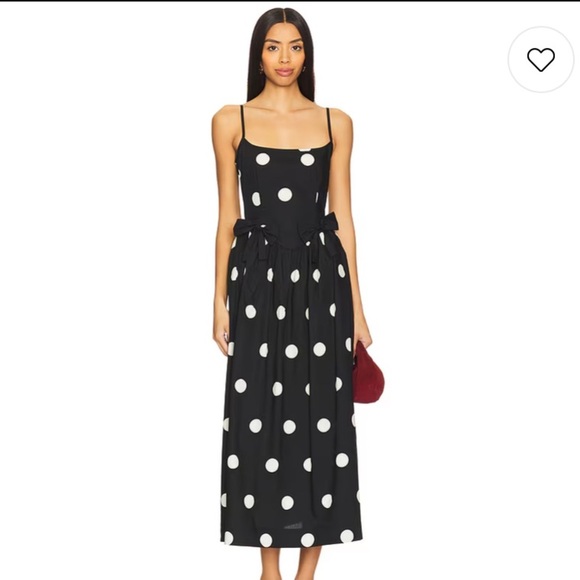 NWT Ciao Lucia Neroni Polka Dot Bow Ribbon Cotton Poplin Open Back Maxi Dress - Picture 6 of 16